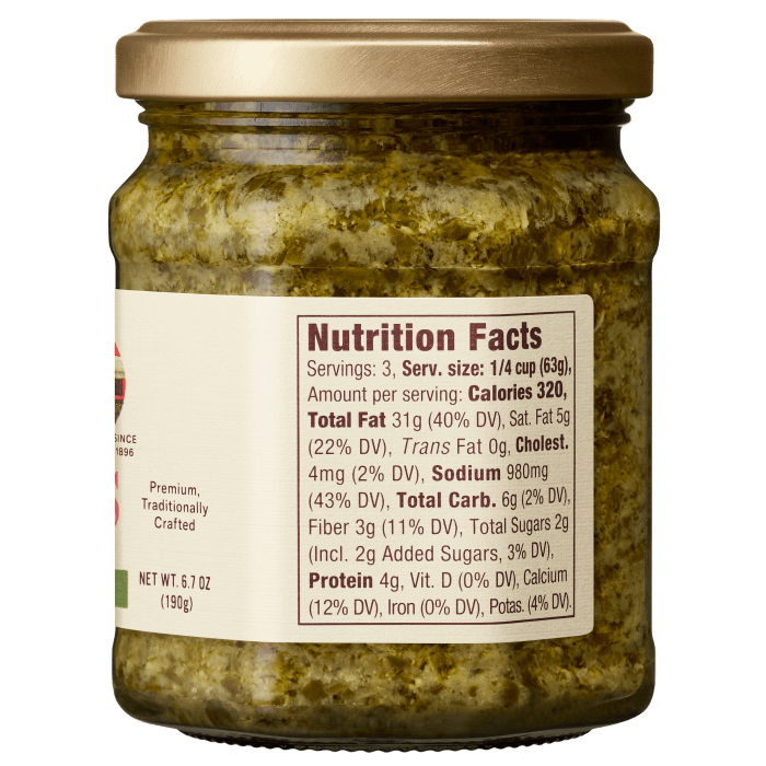 Basil Pesto Sauce, 6.7 oz - Right Image