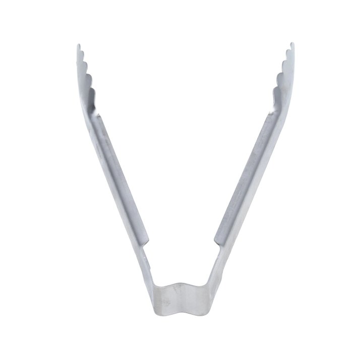 9 ½-inch heavy-duty stainless steel one-piece scalloped tongs
