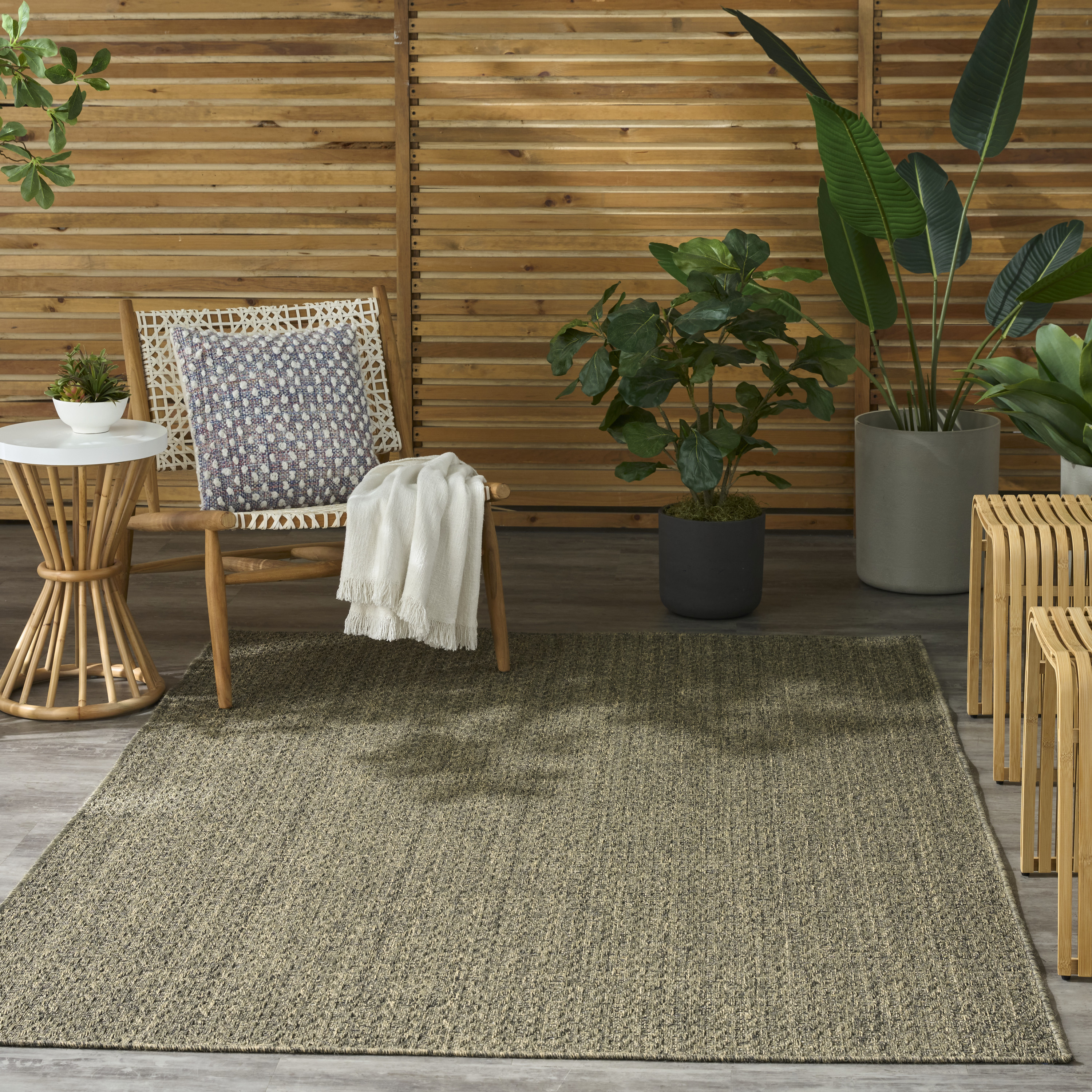 Nourison Tulum 6' x 9' Olive Outdoor Rug