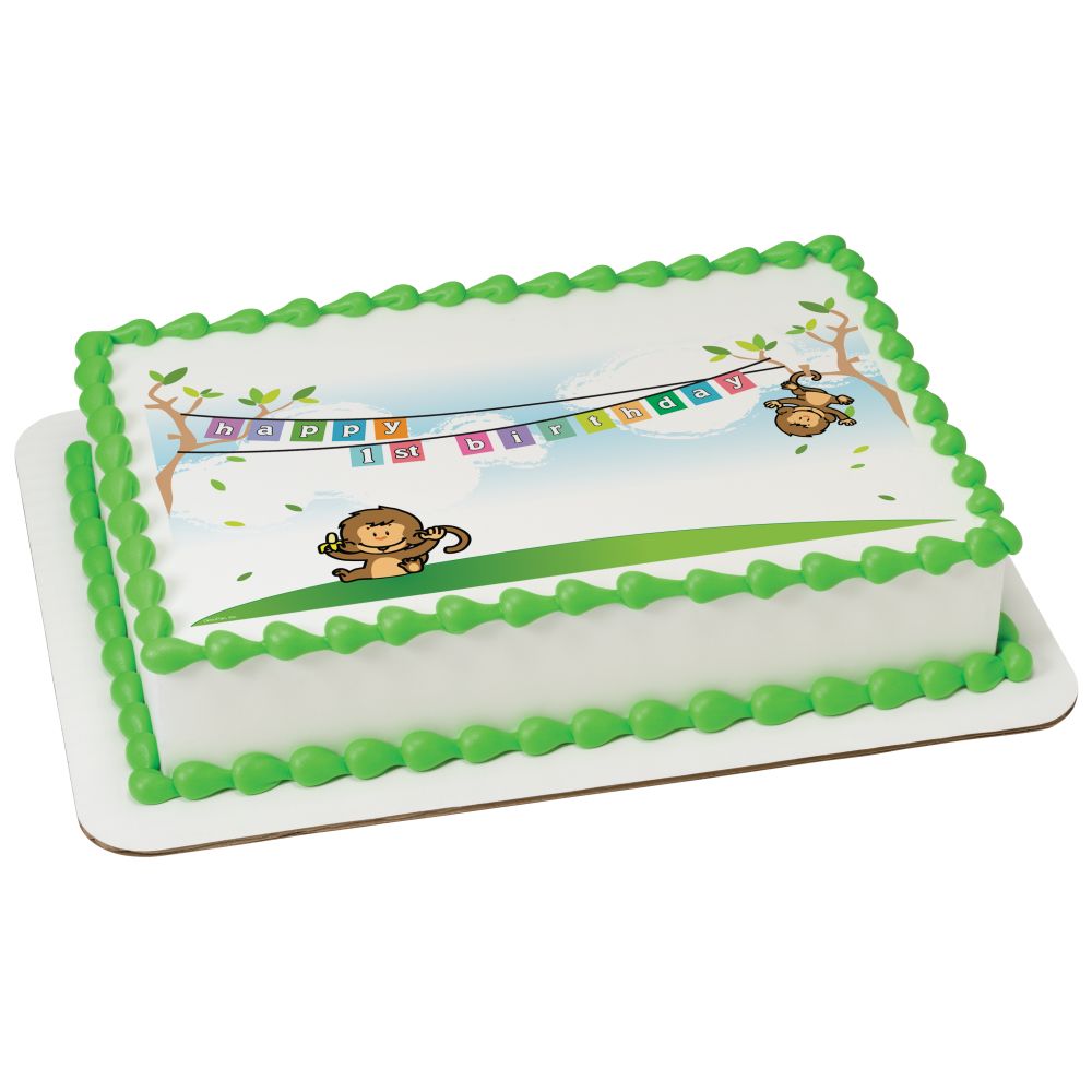 Image Cake 1st Birthday Monkeys