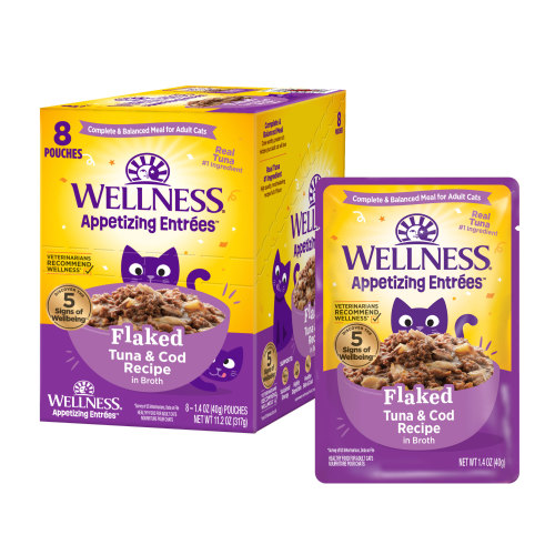 Wellness Appetizing Entrees Flaked Tuna & Cod Front packaging