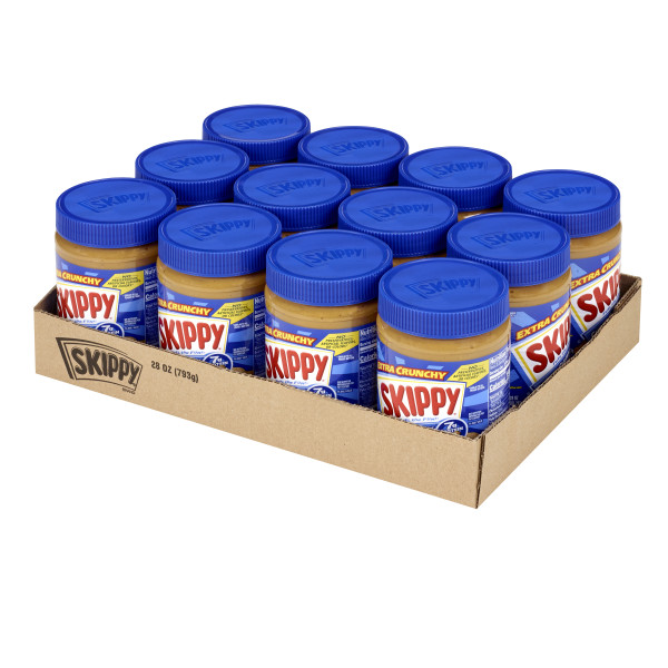 SKIPPY(r) Super Chunk Peanut Butter, 12/28 oz . C1RM - Front Right Open Case (Hi Res)