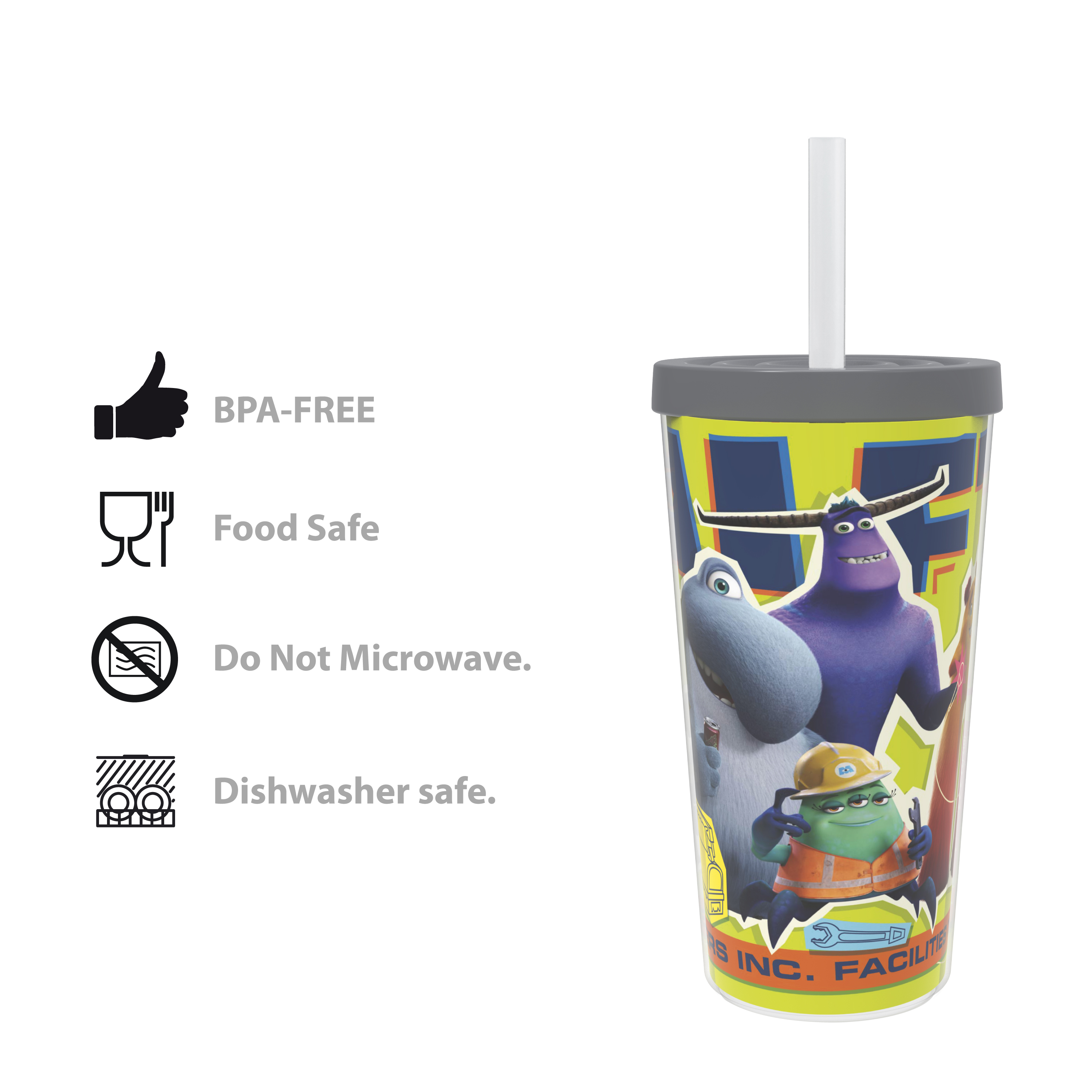 Disney 16 ounce Insulated Plastic Tumbler with Straw, Monsters at Work slideshow image 6
