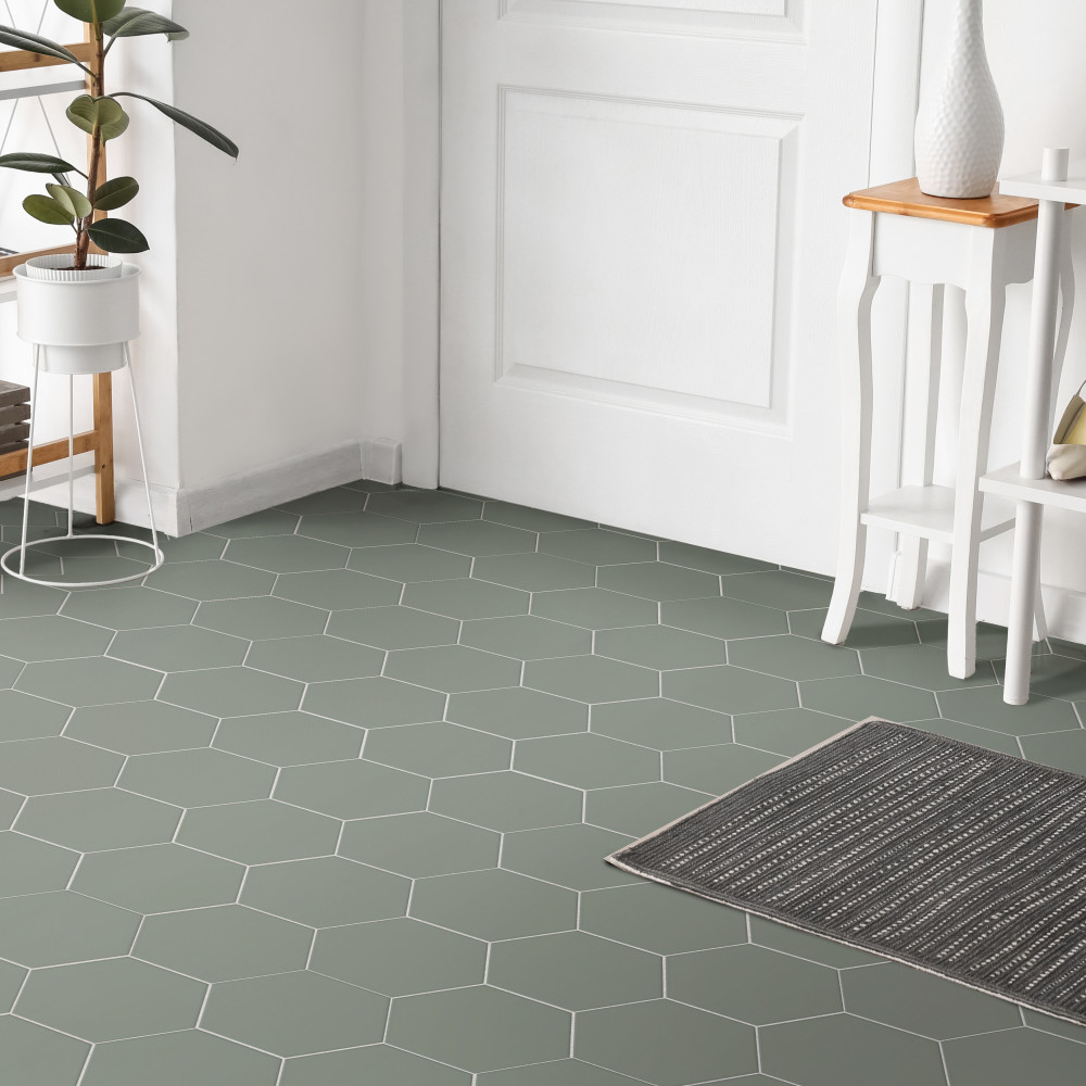 Textile Basic Hex Moss 8-5/8 in. x 9-7/8 in. Porcelain Floor and Wall Tile