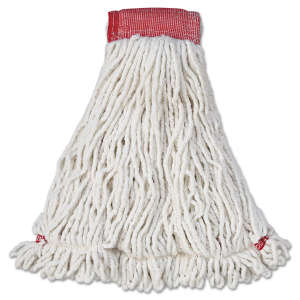 Rubbermaid Commercial, Web Foot, Cotton Looped-End Wet Mop Head with 5" Headband, 24 oz, White