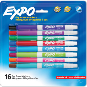 Dry Erase Markers, Whiteboard Markers with Low Odor Ink, Fine Tip, Assorted Vibrant Colors, 16 Count