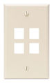 QuickPort® Standard Plastic Wallplate 1-Gang 4-Port Light Almond