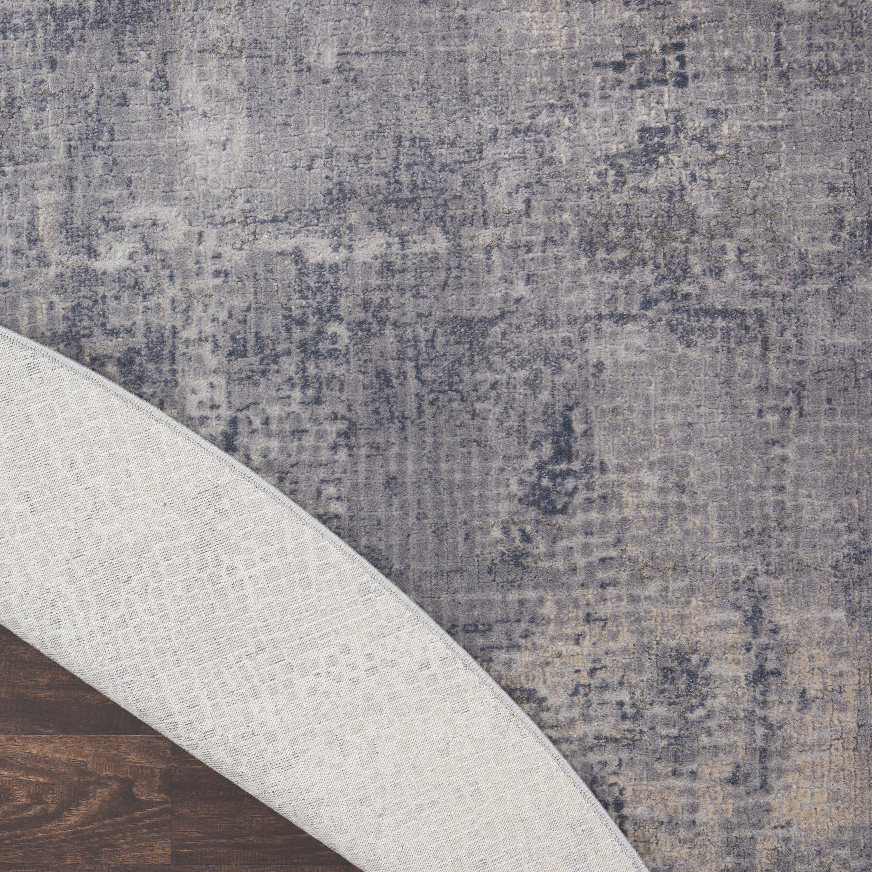 Nourison Rustic Textures 5'3" x Round Grey Beige Modern Indoor Rug