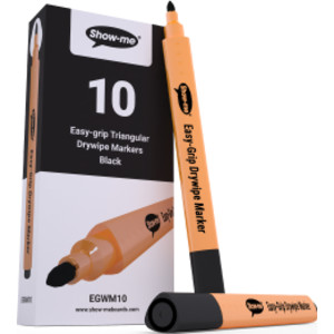 Triangular Dry Erase Whiteboard Markers, Black, Box of 10