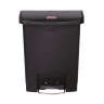 Rubbermaid Commercial, Streamline, Step-On, 8 gal, Resin, Black, Rectangle, Receptacle