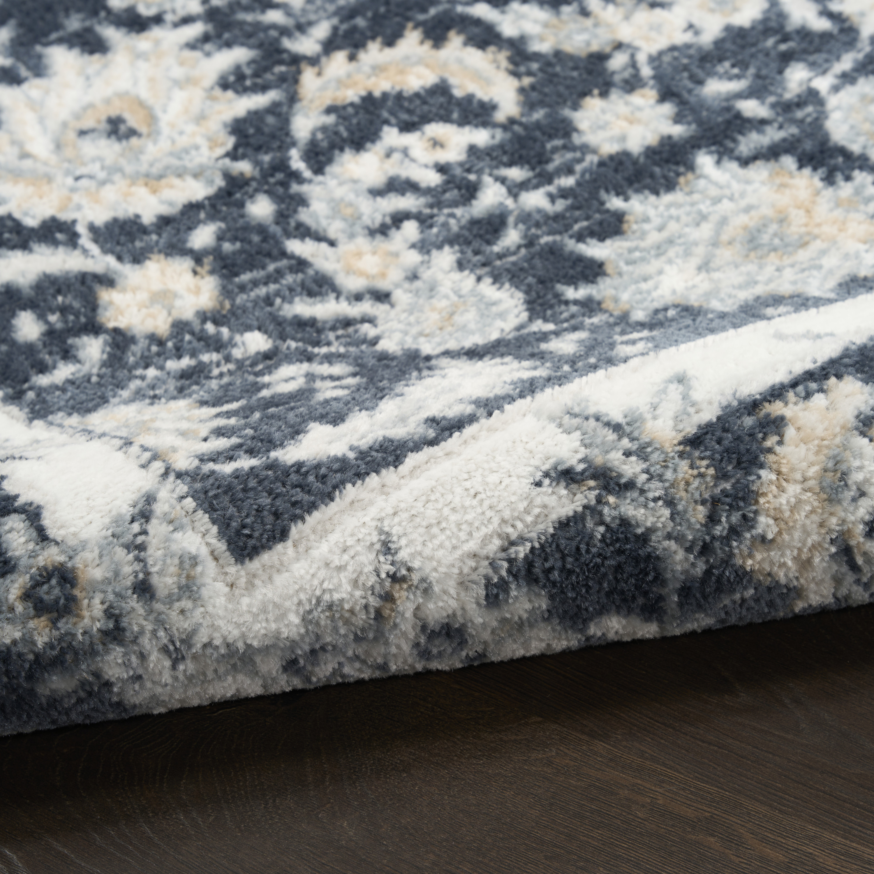 Nourison Dekor 4' x 6' Slate/Ivory Vintage Indoor Rug