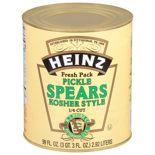 HEINZ Dill Pickle 1/4 inch Spears #10 Can, 99 fl. oz. (Pack of 6)