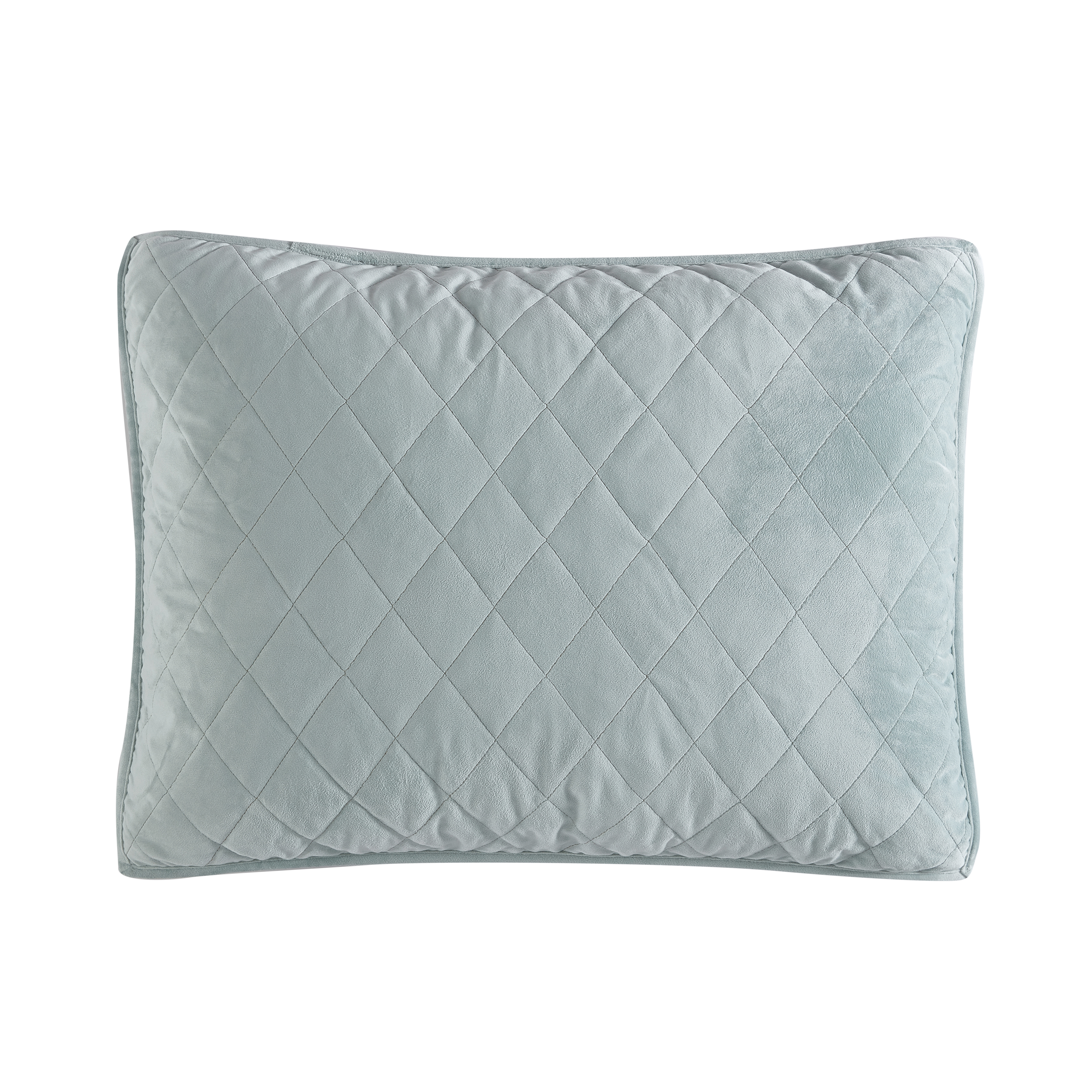 Laura Ashley Velvet Quilt-Sham Multi-Piece Sets (Solid Diamond Stitch-Green) - Picture 14 of 15