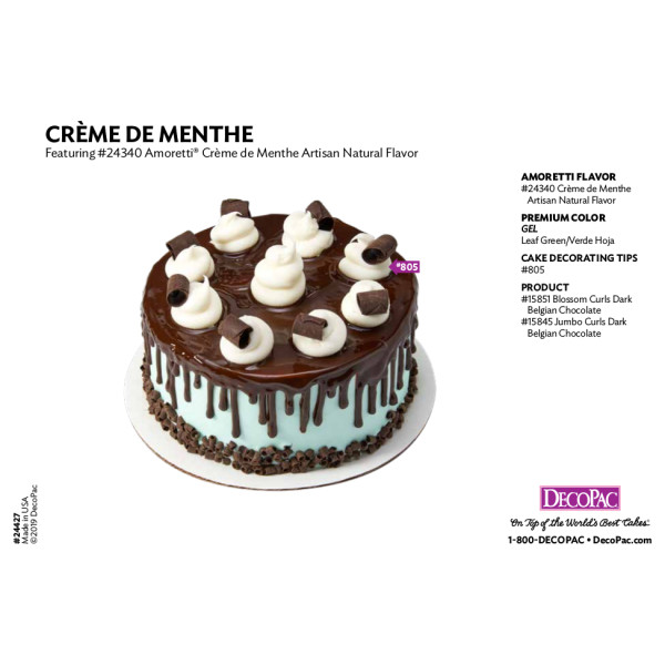 Amoretti Crème De Menthe Flavor Cake Decorating Instruction Card