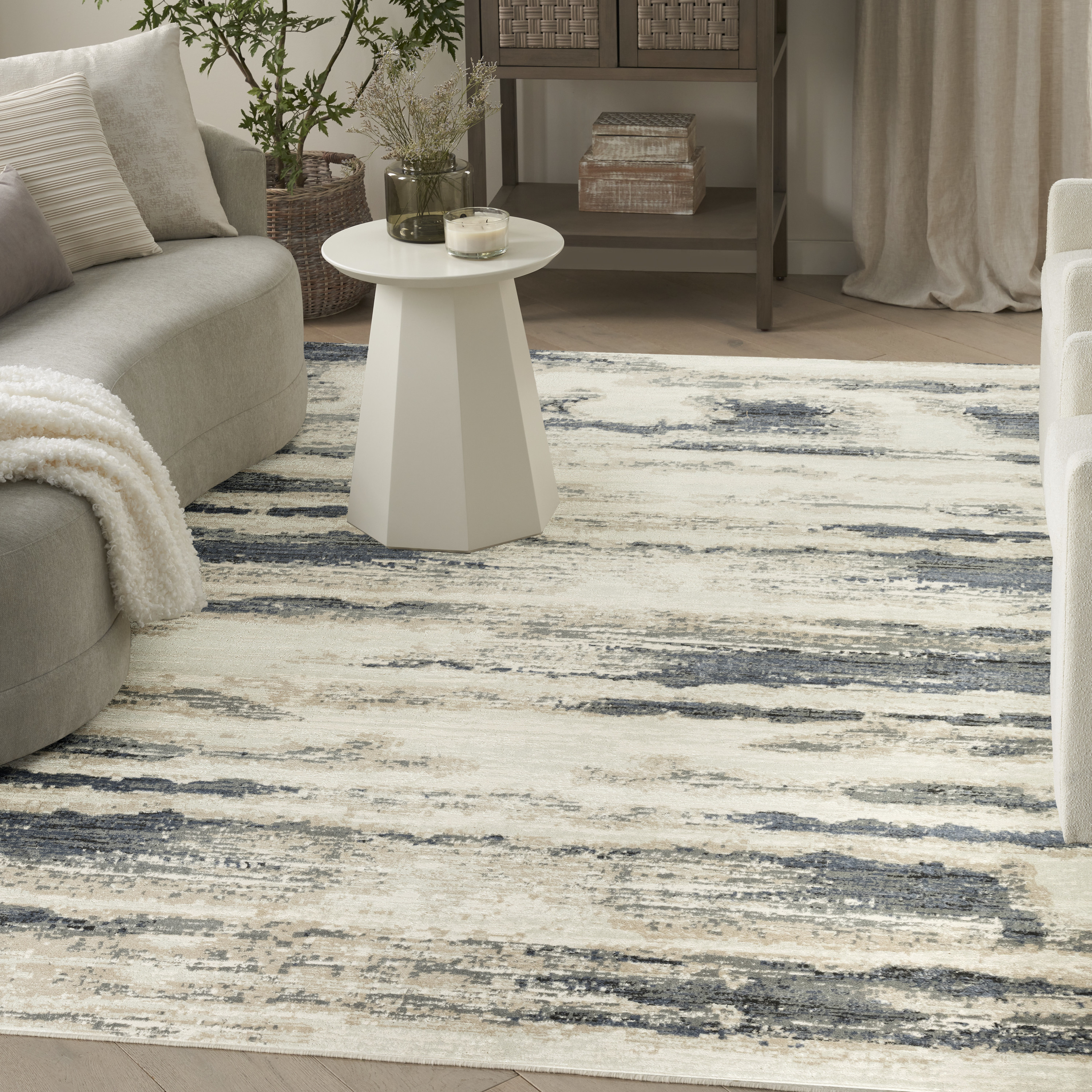 Nourison Serenity Home 9' x 12' Blue Multicolor Modern Indoor Rug