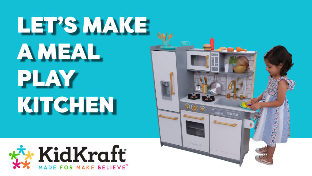 KidKraft Let's Make a Meal Wooden Play Kitchen for Kids with 36 ...