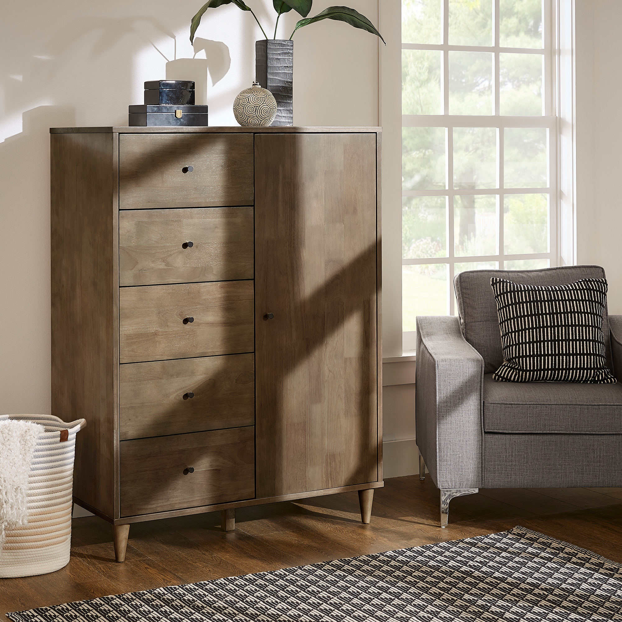 Light Charcoal Grey Finish Armoire
