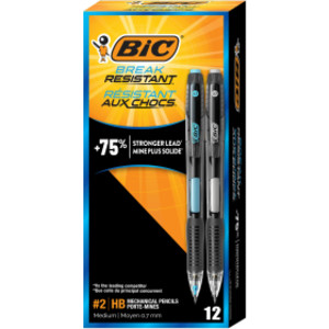Break Resistant No. 2 Mechanical Pencils with Erasers, 0.7 mm, 12 Count