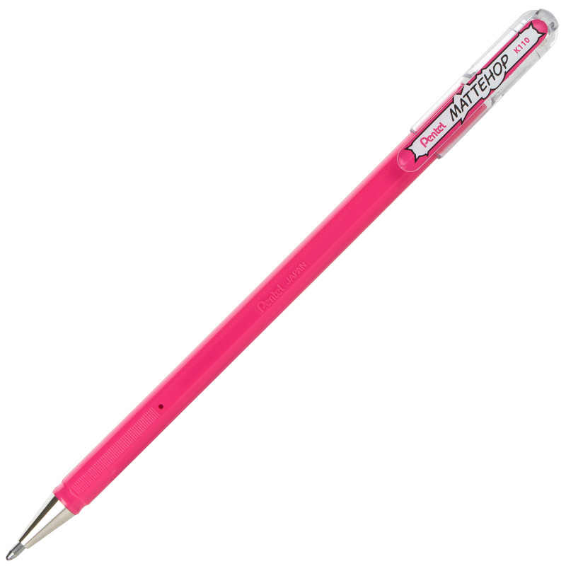 Hybrid MATTEHOP Gel Roller, 1.0mm, Matte Pink Ink, Pack of 12