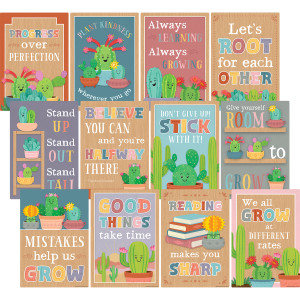 Happy Cactus Crew Positive Sayings Small Poster Pack, 11" x 15-3/4", Pack of 12
