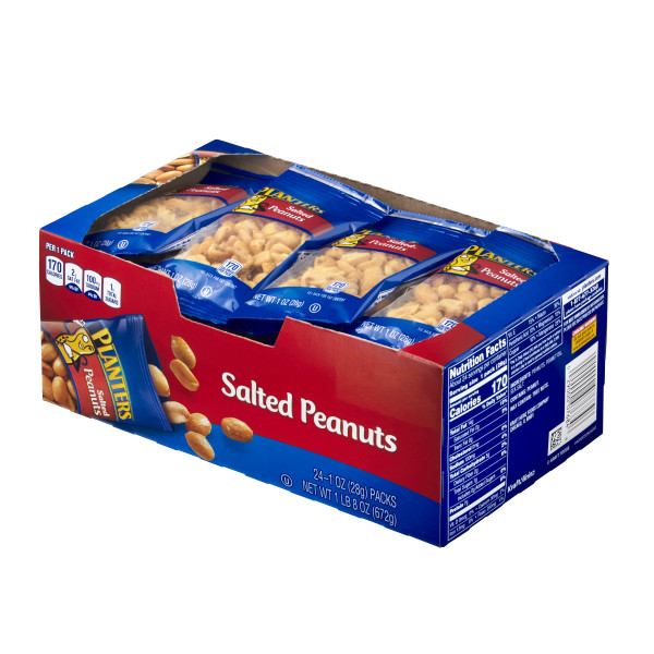 PLANTERS(r) Salted Peanuts 24/12/1oz . C1RP - Front Right Pallet/Display (Hi Res)