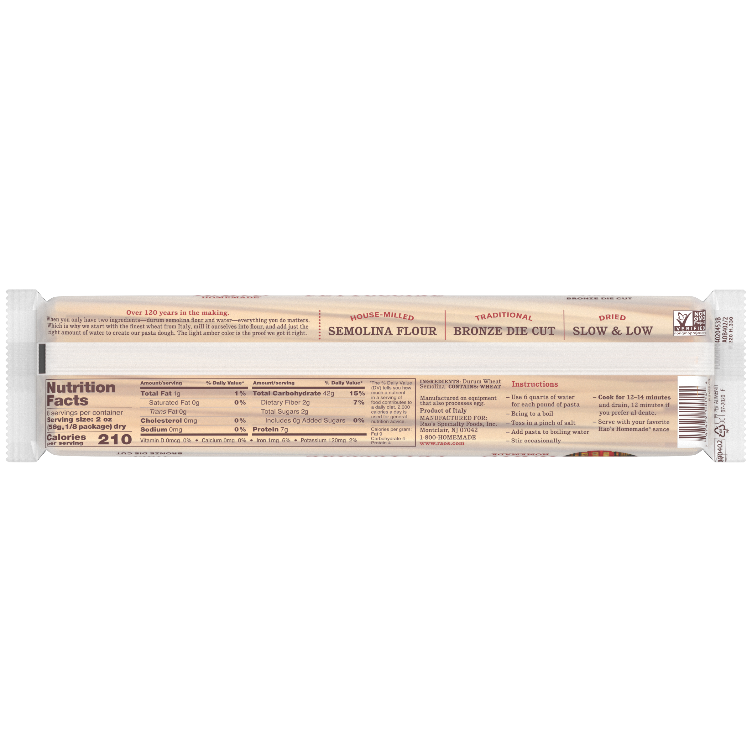 Fettuccine Pasta, 16 oz - Back Image