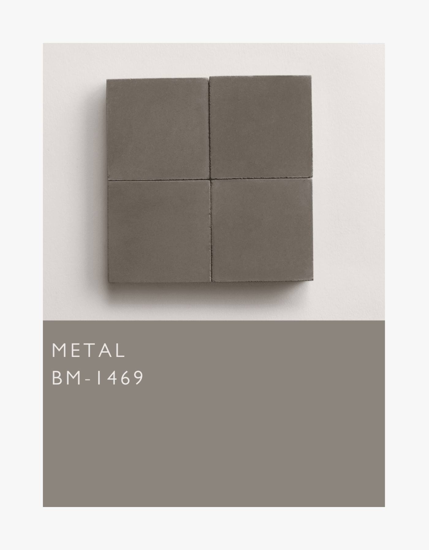 four square grey tiles with a label that says metal.