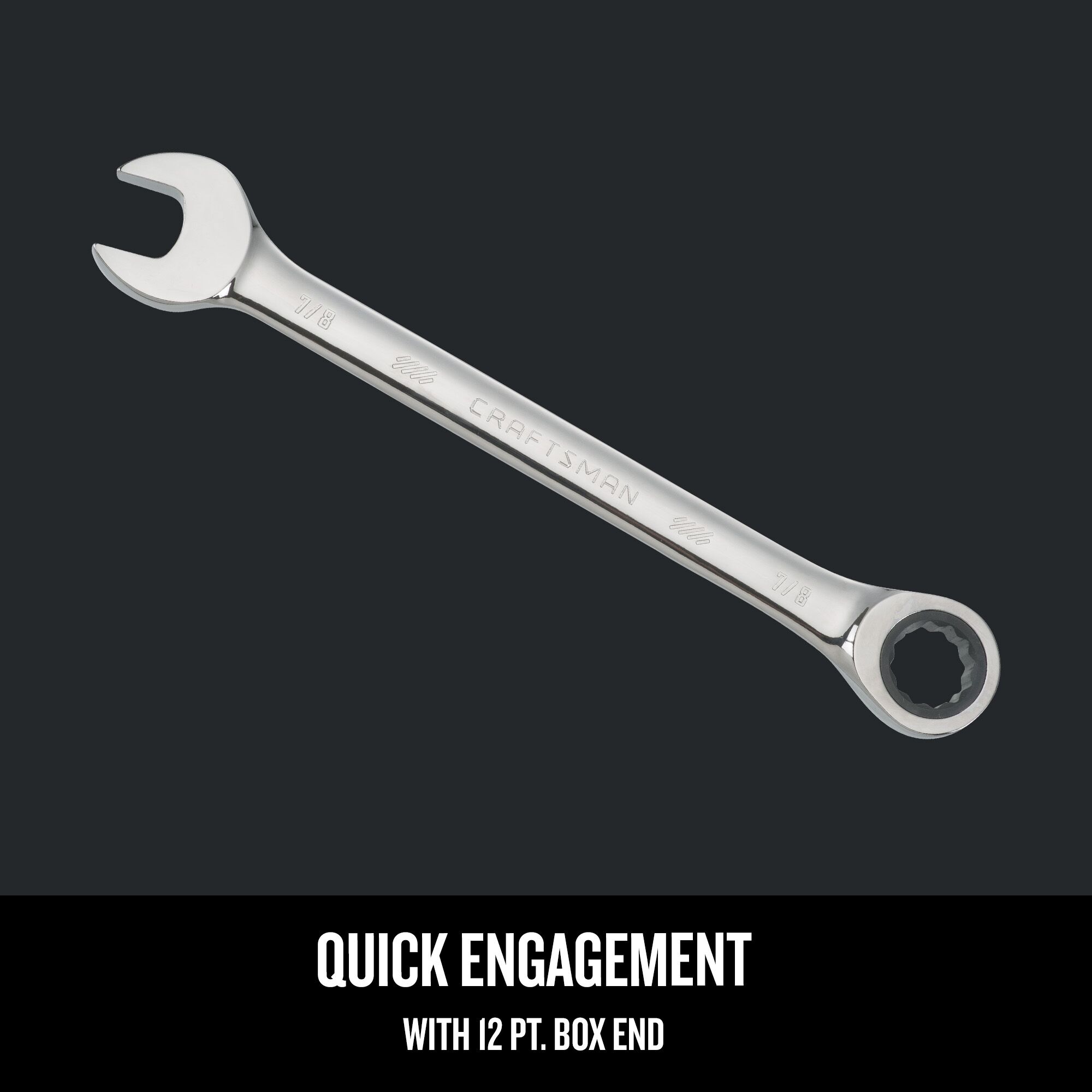 Graphic of CRAFTSMAN Wrenches: Ratcheting highlighting product features