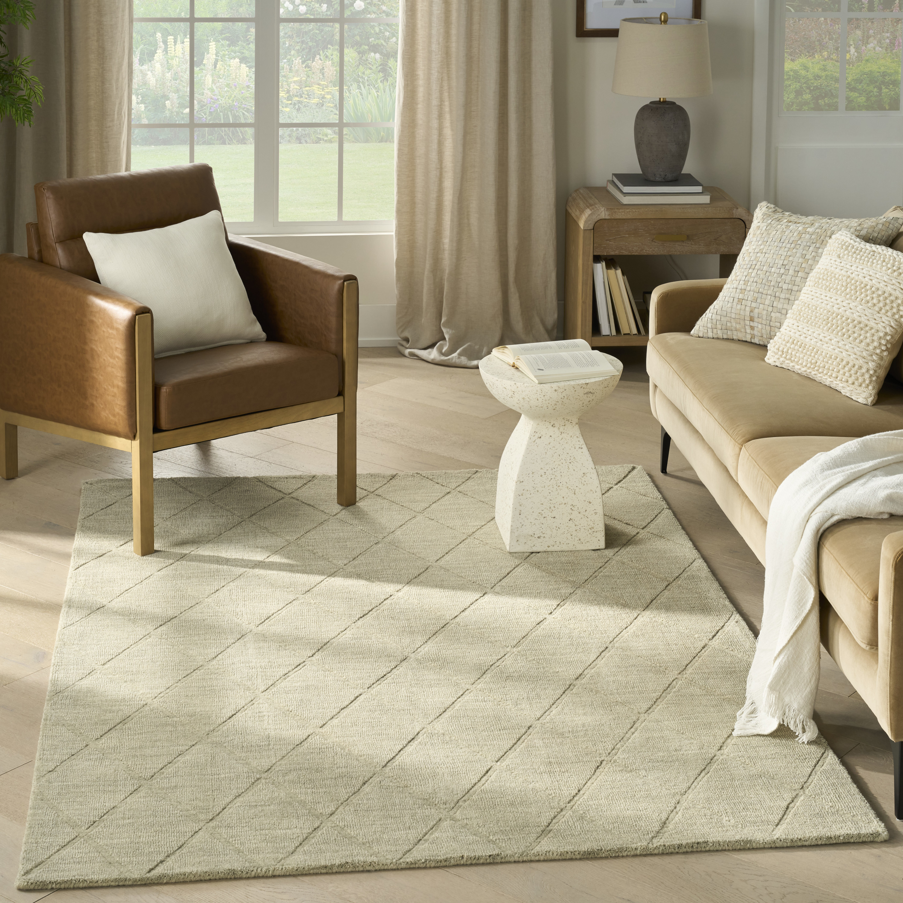 Nourison Wool Haven 5'3" x 7'3" Sage Modern Indoor Rug