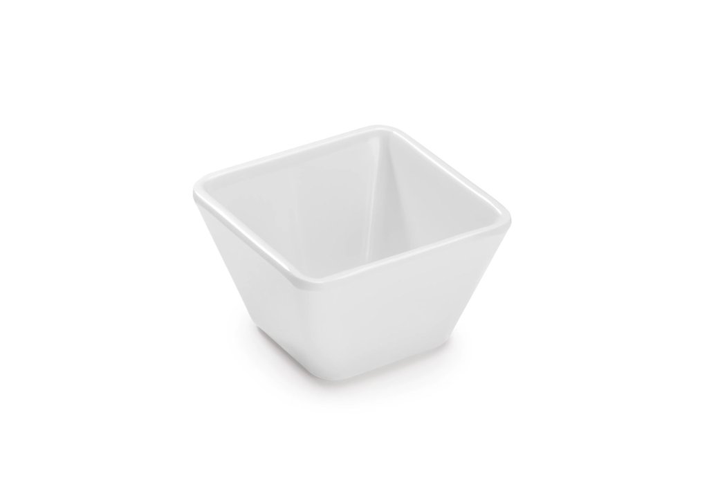 Cuenco cuadrado de melamina cúbico en blanco