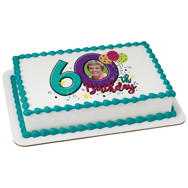 Happy 60th Birthday PhotoCake® Edible Image® Frame