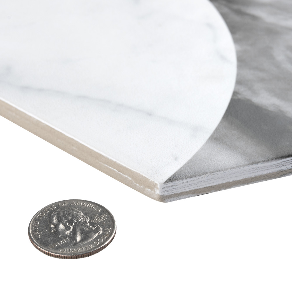 Classico Bardiglio Hex Moon Carrara 7 in. x 8 in. Porcelain Floor and Wall Tile