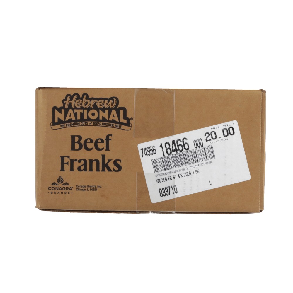 HEBREW NATIONAL KOSHER BEEF FRANKS 6 4 1 Conagra Foodservice