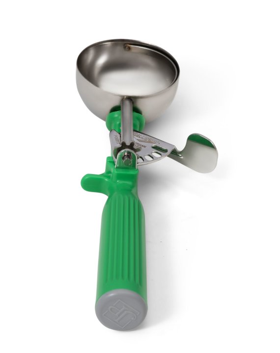 2.66-ounce one-piece thumb disher with green handle