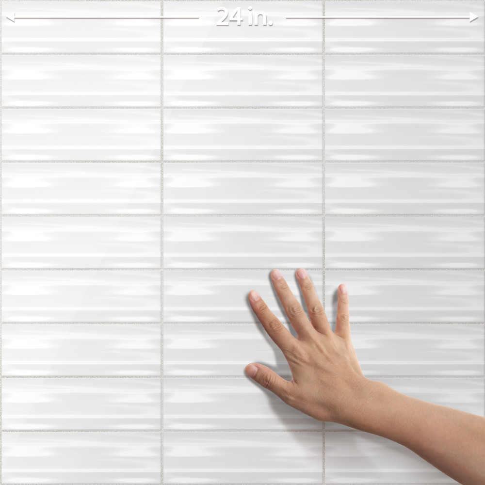 Crown Heights Maori Glossy White 2-5/8 in. x 7-7/8 in. Ceramic Wall Tile