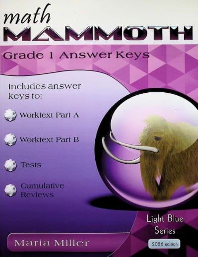 Math Mammoth Grade 1 Answer Key (2026, Full Color)