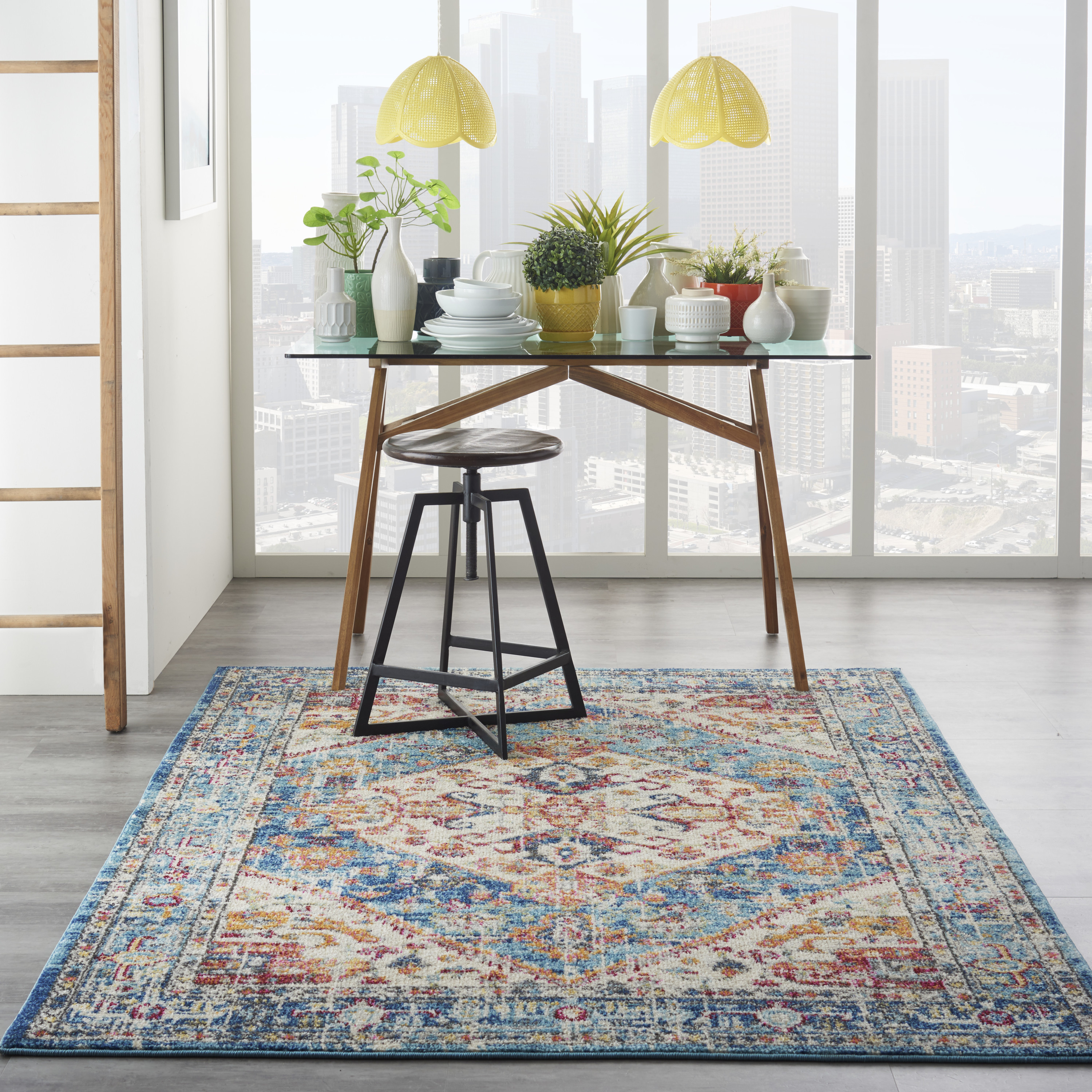 Nourison Passion 3'9" x 5'9" Ivory Light Blue Bohemian Indoor Rug