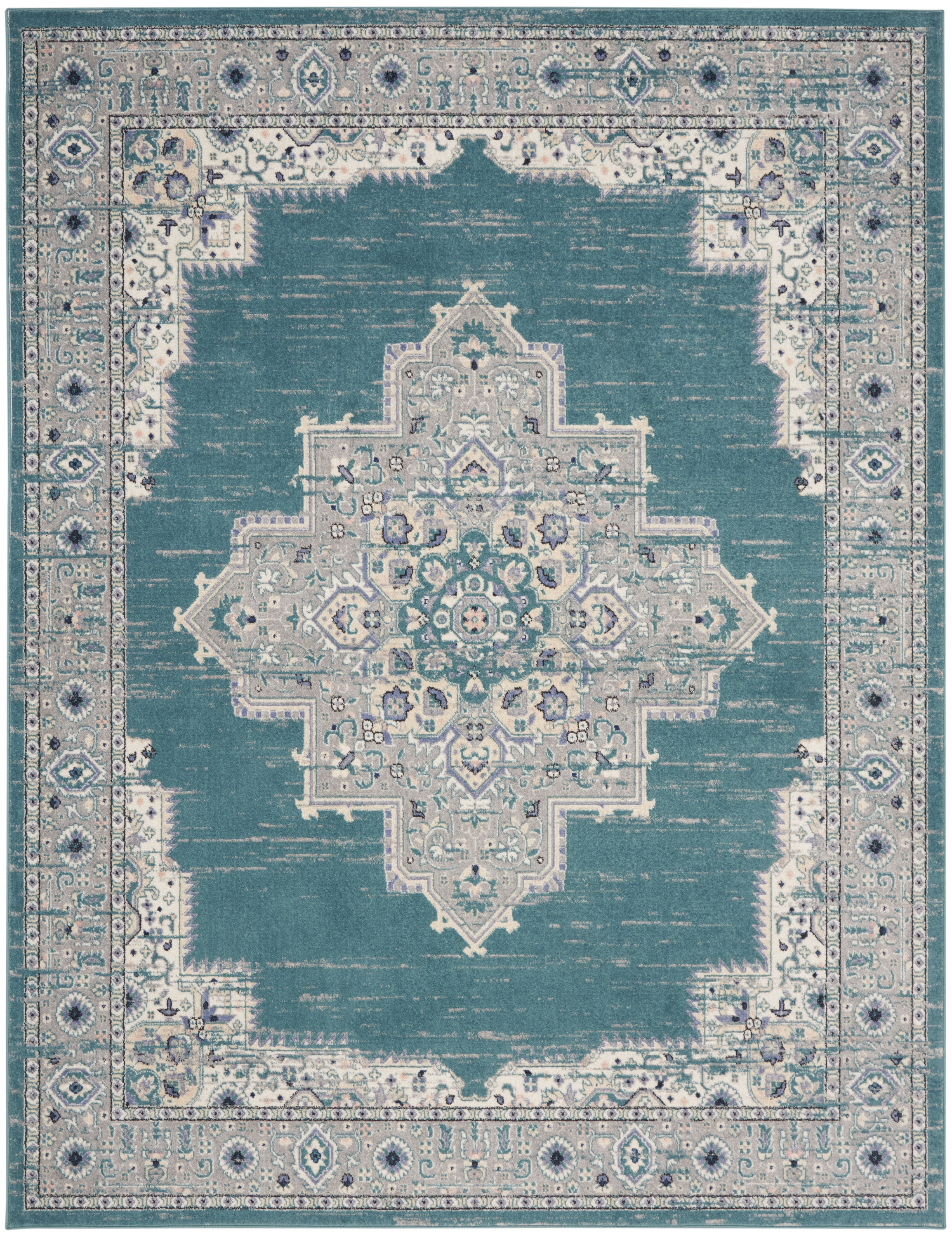 Nourison Passion 8' x 10' Turquoise Grey Bohemian Indoor Rug