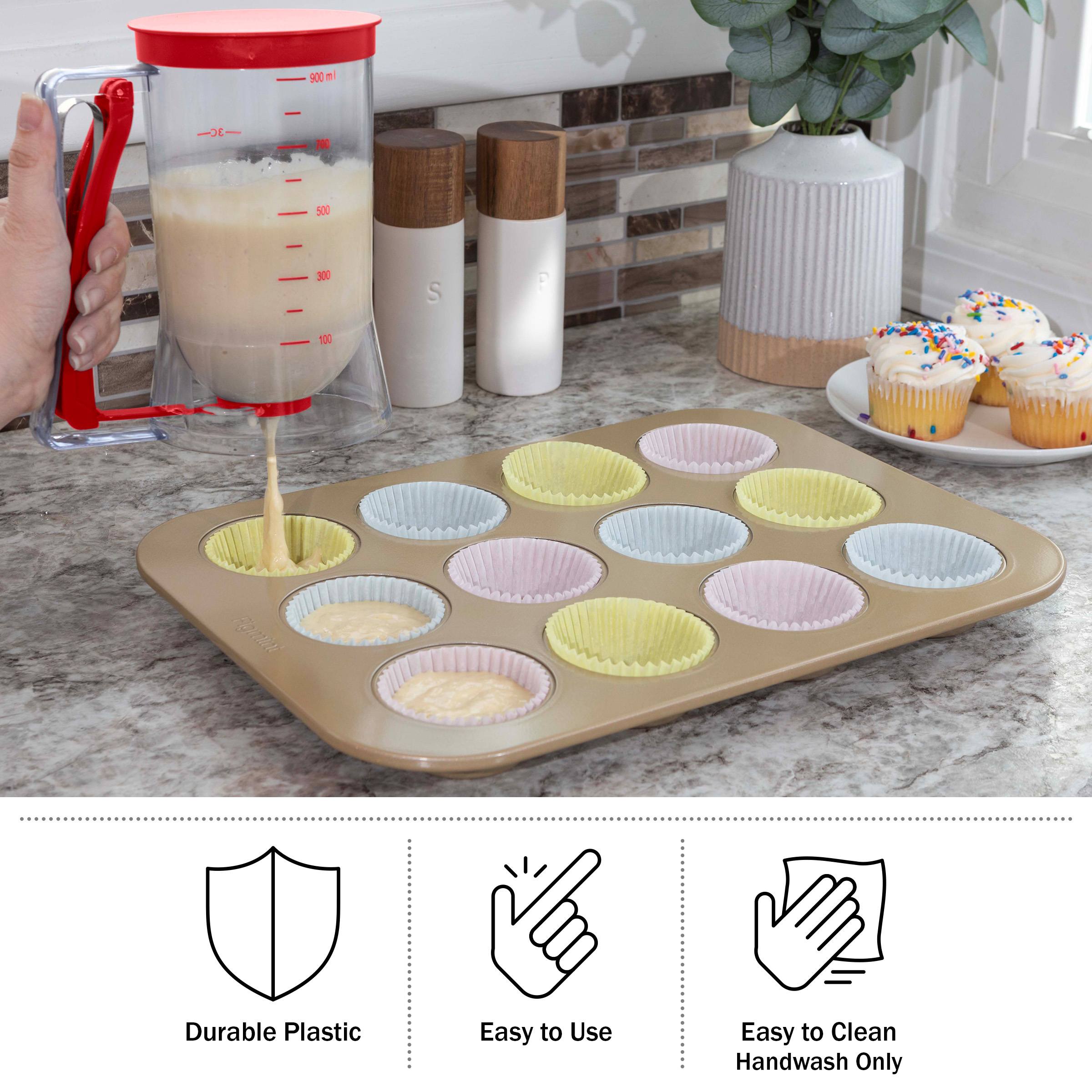 Chef Buddy 4-Cup Pancake Batter Dispenser for Pancakes, Baking Tools
