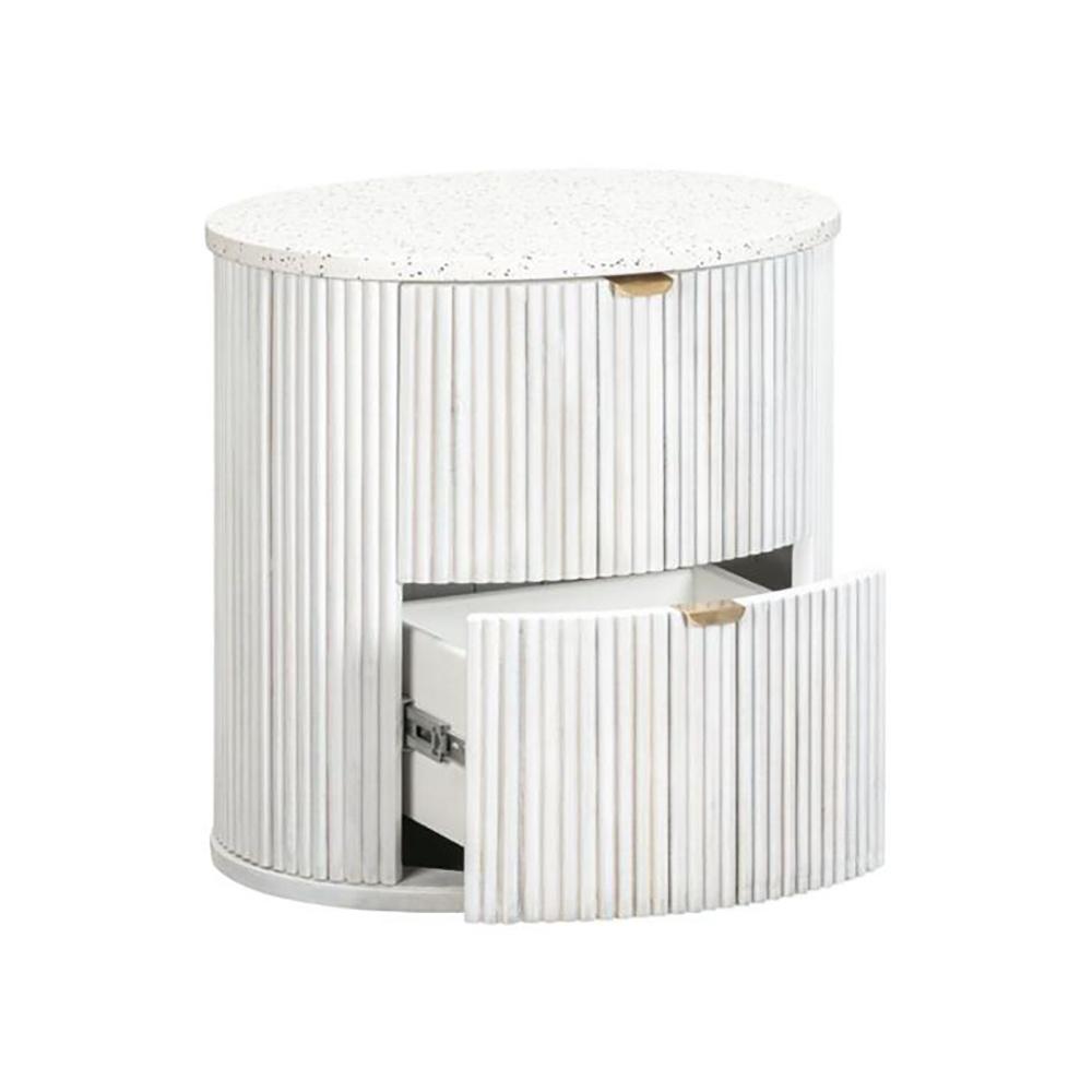 Product image of the  Razzo Bedside Table (2 Drawer), Whitewash from Forty Winks