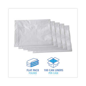 Boardwalk,  LLDPE Liner, 60 gal Capacity, 38 in Wide, 58 in High, 0.9 Mils Thick, White