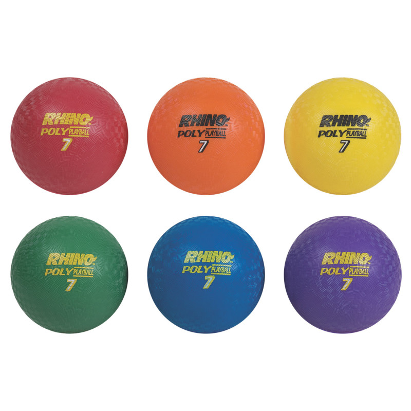 Rhino® Poly 7" Playground Ball Set, Assorted Colors, Set of 6