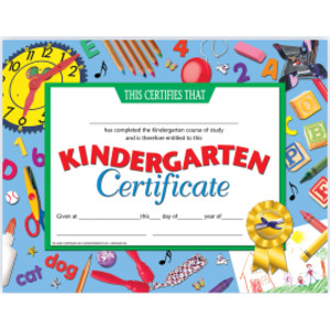 Kindergarten Certificate, 8.5" x 11", Pack of 30