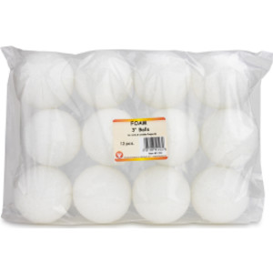 Craft Foam Balls, 3 Inch, White, Pack of 12