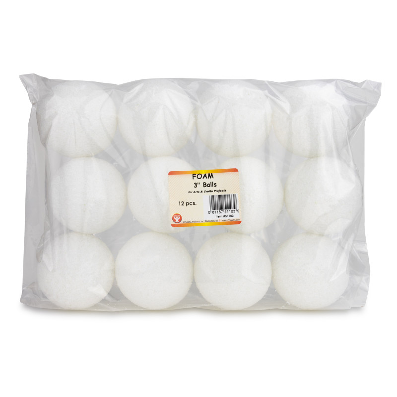 Craft Foam Balls, 3 Inch, White, Pack of 12