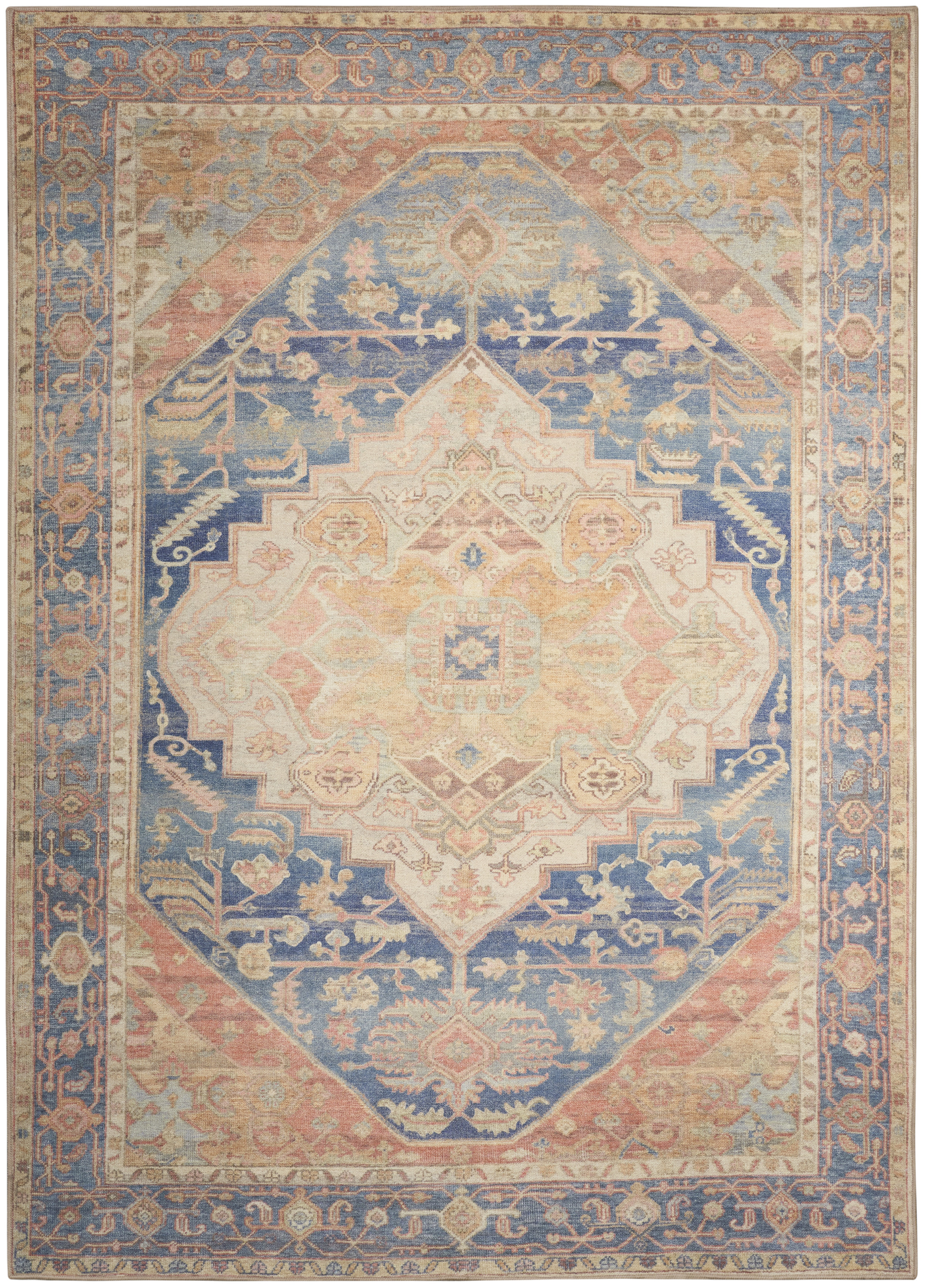 Nourison Vintage Washables 5'3" x 7'3" Blue Coral Vintage Indoor Rug