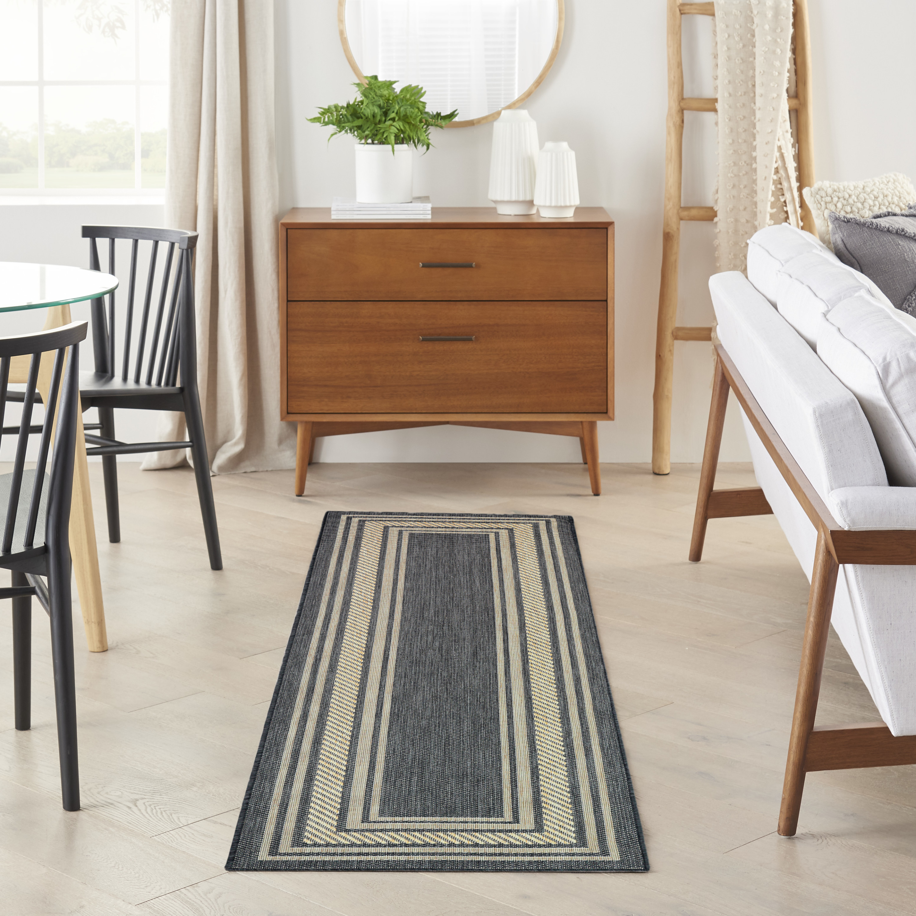 Nourison Horizon Indoor/Outdoor 2'2" x 8' Charcoal Modern Rug