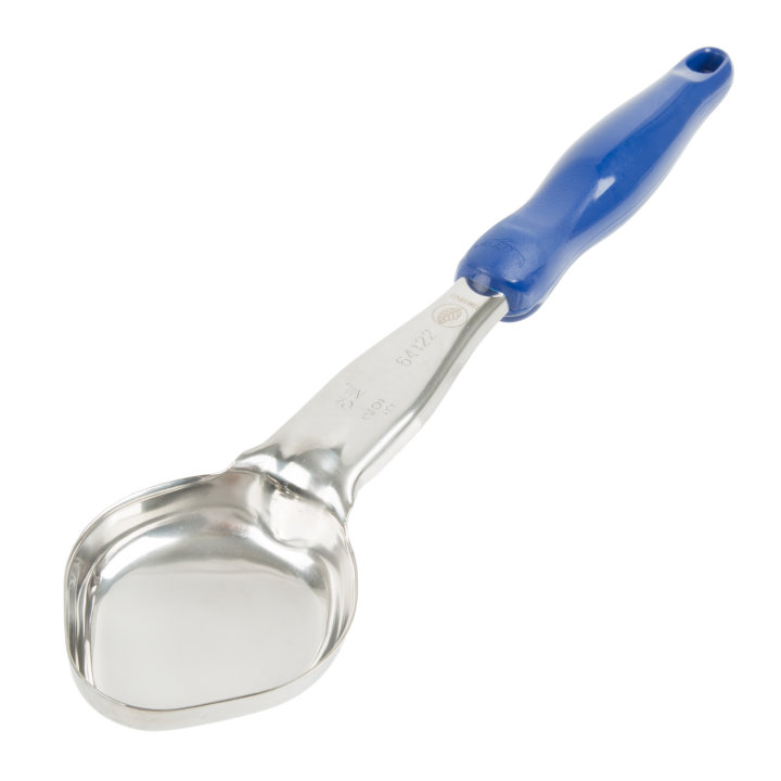 2-ounce one-piece heavy-duty solid oval bowl Spoodle® utensil with blue nylon handle