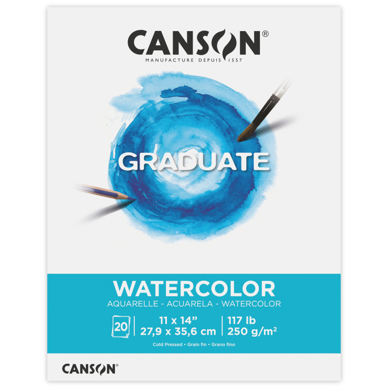 Graduate Watercolor Pad, Foldover Binding, 20 Sheet, 11x14 inch, 1 Count