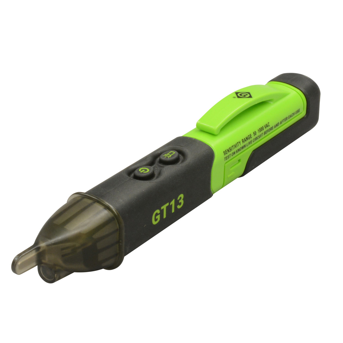 Non-contact voltage detection from 50V to 1000V AC. Patented automatic self-test verifies circuit integrity.  Audible and visual alert when voltage is present. Bright flashlight for use in dark work areas.  Can be used to detect voltage in outlets, l...